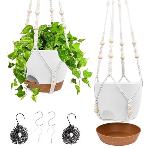 Hanging Planters for Indoor Outdoor Plants (6'' / White+black)