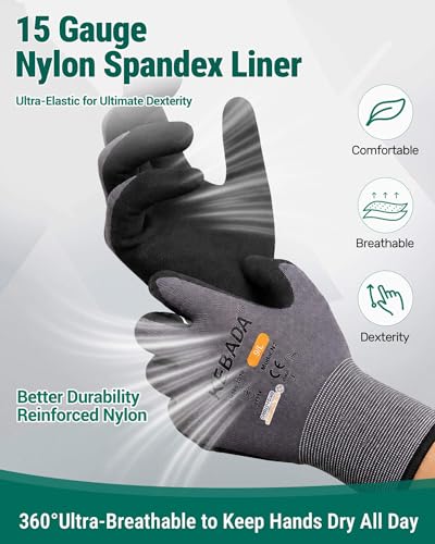 W2 Touchscreen Safety Work Gloves for Men & Women (Storm Grey (6 Pairs) / X-Small)