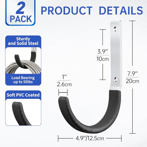 Heavy Duty Steel Garage Hooks (Dark Brown-2PC)