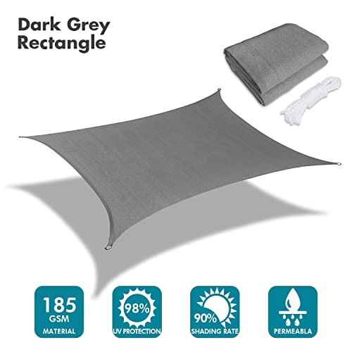 10'X14' Sun Shade Sail Dark Gray Curved Rectangle Customizable