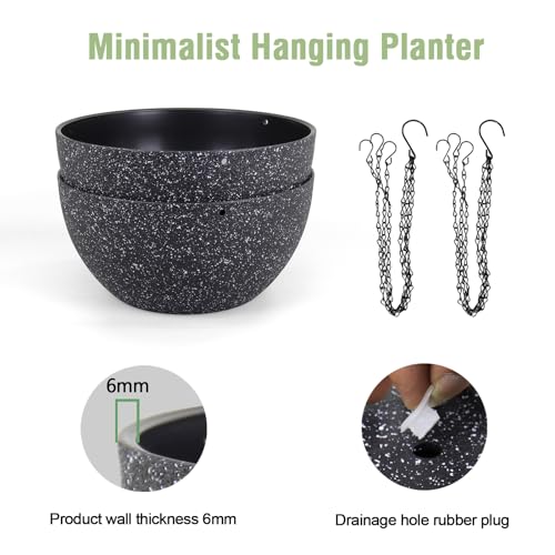 12 inch Large Hanging Planters for Indoor Outdoor Plants (2 Count)