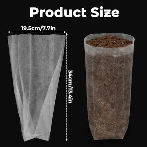 100 Pcs Nursery Grow Bags (7.5 x 13.5 Inches)