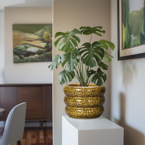 Ceramic Flower Pots (10 Inch / Leopard Print Yellow)