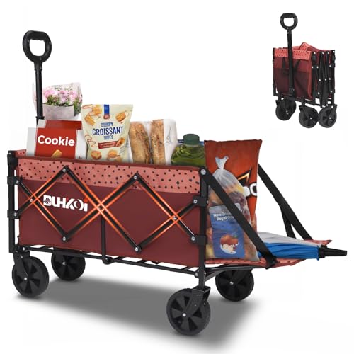 Compact Foldable Tailgate Wagon Cart with Wheels (Brick Dot)