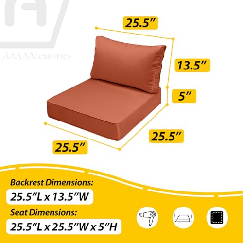 Outdoor Chair Cushions (Rust / 25.5"x25.5"x5" / 25.5"x13.5")