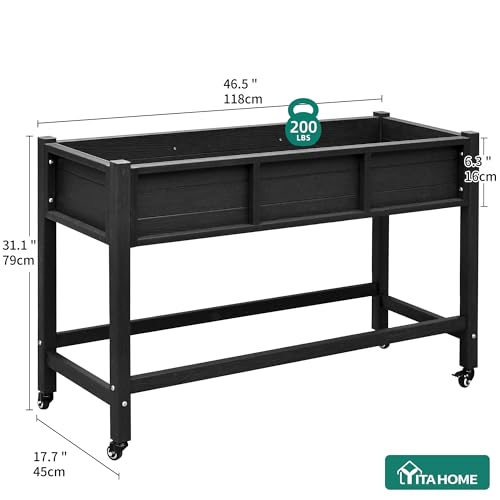 Raised Garden Bed HDPE 2PCS (47x18x31in-2pcs / Black)