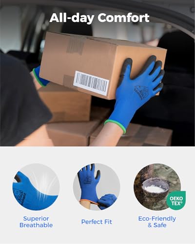 Crinkle Latex Work Gloves (Large / Black & Blue)