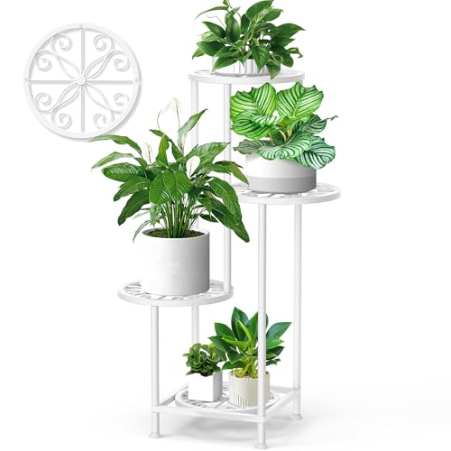 4 Tier Plant Stand Indoor Outdoor (White / 4 Tier)