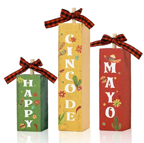 Smile Happy Cinco De Mayo Vertical Wooden Block Decor (Cinco)
