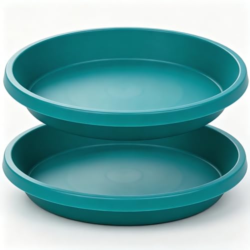 Plant Saucers 10 Inch Round 2 Pack Plastic Heavy Duty Drip Trays for Indoor Outdoor Use
