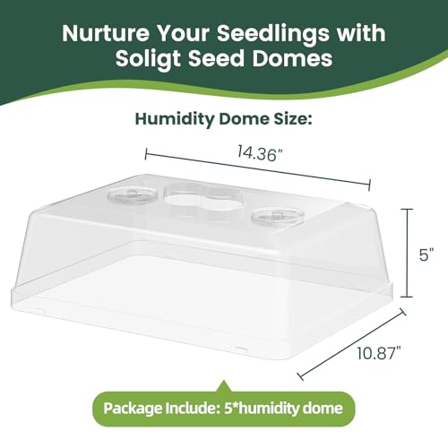 5 Pack 5" High Humidity Domes for SOLIGT 14*10.8*2.3" Seed Starting Trays (5 domes for 1014 trays)