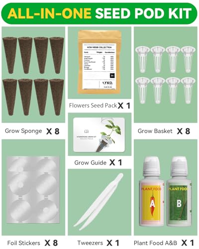 Herb Seed Pod Kit Compatible with AeroGarden Hydroponics Growing System (8-pods / Vibrant Flower)