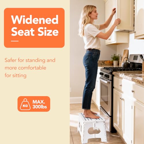 9 Inch Folding Step Stool (Widen White / 9 Inch( Pack of 1))