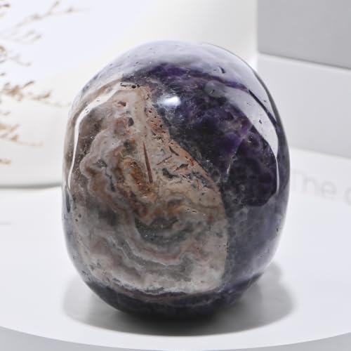 5''Natural Dreamy Amethyst Crystal Skull Head Hand Carved Reiki Healing Stone Statue Healing Home Office Art Room Decoration (Dreamy Amethyst / 5inch)