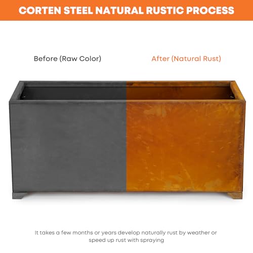 Corten Steel Planter Box for Outdoor Patio (32X10X16 Inch)