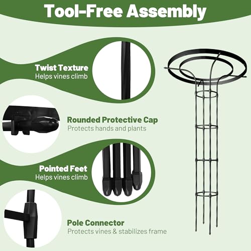 Umbrella Top Garden Trellis for Climbing Plants Outdoor (Tall - 68.9" Height / Umbrella Shape)