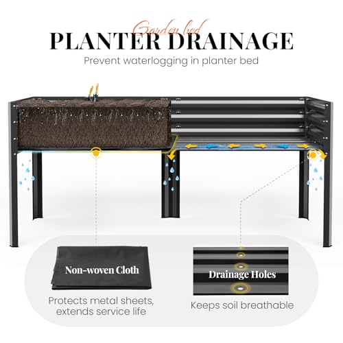 Large Raised Garden Bed with Legs & Netting 72×23×55 in
