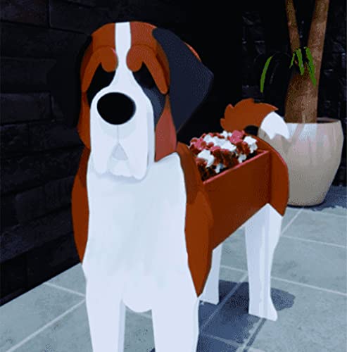 Sweet Lovely Dog Planter Animal Decor Pots Cute Dog Cartoon Shaped Flower Pot Wooden Planter for Indoor Office Outdoor Home Garden Decoration Gift