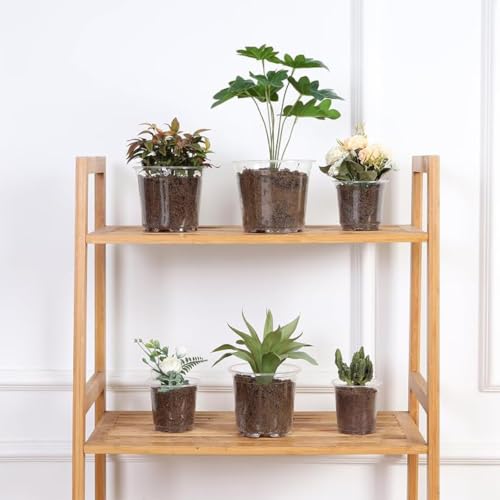 60 Pack 5/6/7 Inch Clear Nursery Pots with Drainage Holes, Clear Plant Pot for Planting, Transparent Plastic Plant Pots,Durable Seed Starting Pot for Succulents (5/6/7Inch-60Pack)