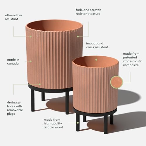 Demi Series Raised Duo Planters (Terracotta/Black / Bundle - 2 Pack)