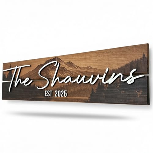 Custom Mountain Family Name Sign (Small)