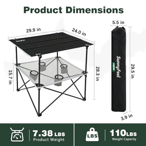 2 Tier Folding Camping Table (Black 30D x 24W x 28H inches)