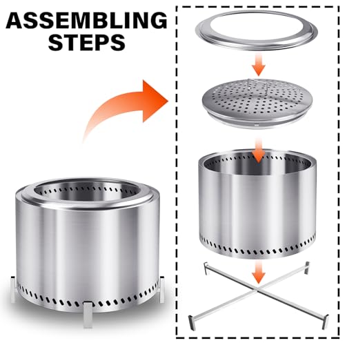 20" Smokeless Firepit with Stand (20" Firepit with Stand / Silver)