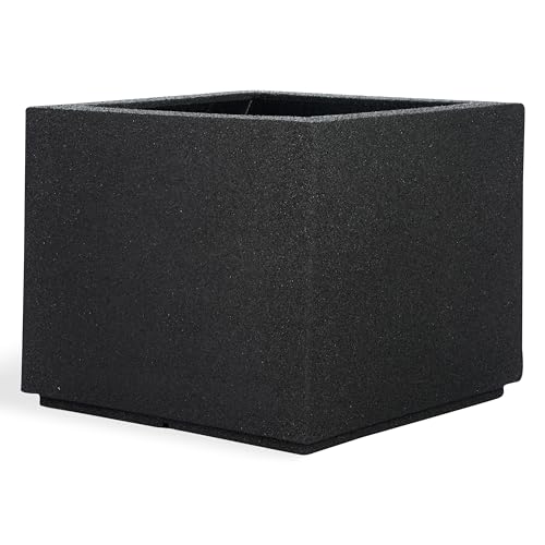 PolyStone Monterray Cube Planter (Black Granite)