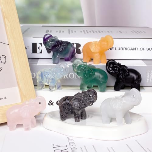 Black Obsidian Elephant Statue Crystal Lucky Charm Home Decor Gift