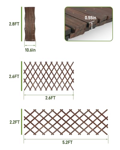 2 Pack Expandable Wooden Lattice Fence Panel (2 Pack / 2.2 x 5.2 ft)