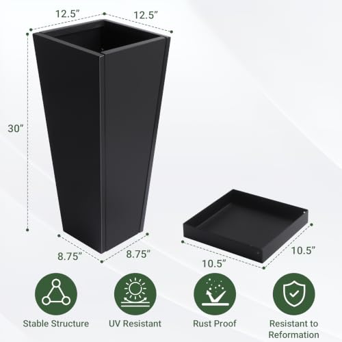 30" Metal Tall Outdoor Planters Set of 2 (30" H)
