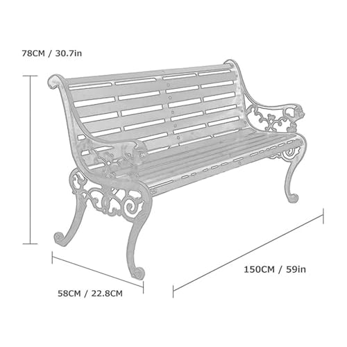 Outdoor Solid Wood Garden Park Bench for 2