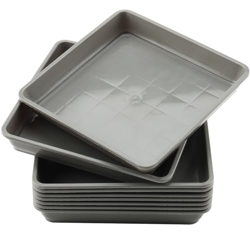 15 PCS 8.8 x 8.8 Inch Square Plant Saucer (8.8 Inch 15 Pcs / Gray)