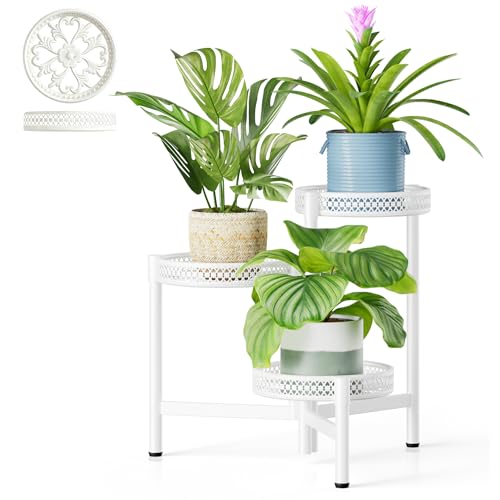 3 Tiered Tall Plant Stand Indoor Outdoor (WhiteWave / 3-tiers)