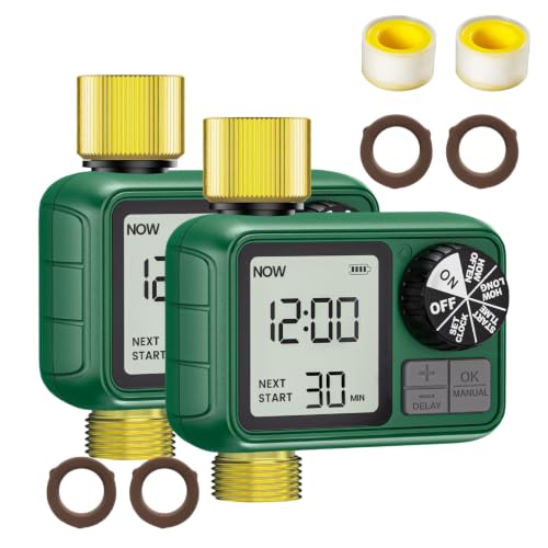 2 Pack Water Timer for Outdoor Garden Hose (1 Brass Outlet-2 Pack)