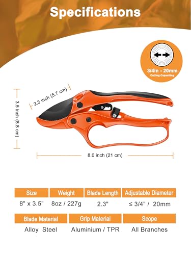 Ratchet Anvil Pruning Shears for Gardening Heavy Duty