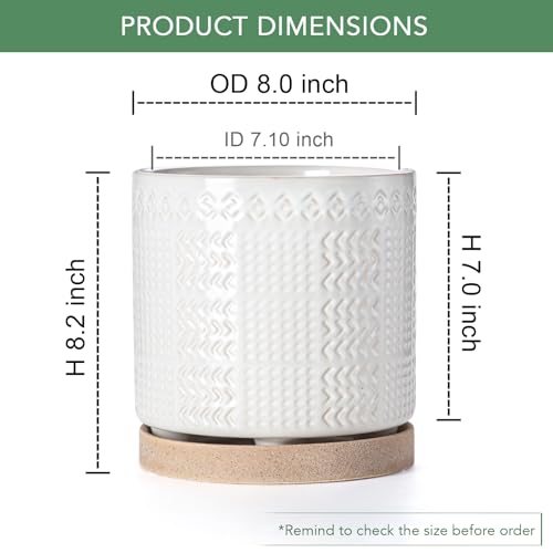 Indoor Outdoor Ceramic Plant Pots (8 inch / White2)