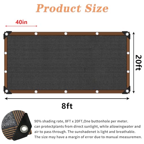 8x20 FT Shade Cloth with Grommets (8'x20' / 80-90% Shade)