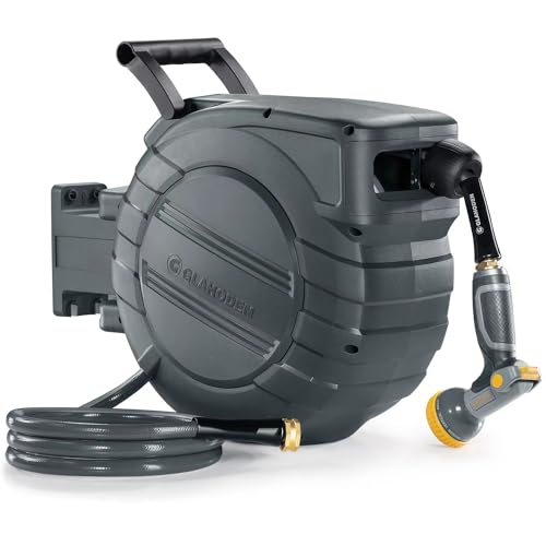 1 2 in x 115 ft Retractable Garden Hose Reel with Automatic Rewind (1/2" 155FT / Dark Gray)