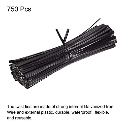 Foil Twist Ties 6" 15cm Metallic Plastic Closure Tie for Tying Bread (6-inch / Black)