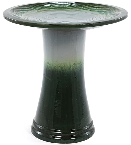 Ceramic Bird Bath for Outdoors (Grass Green)