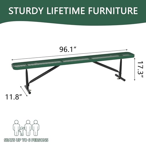 8 Feet Heavy Duty Metal Park Bench for Outside (Green / 8FT)