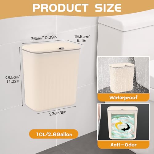 3 Pack Hanging Trash Can with Lid (Cream)