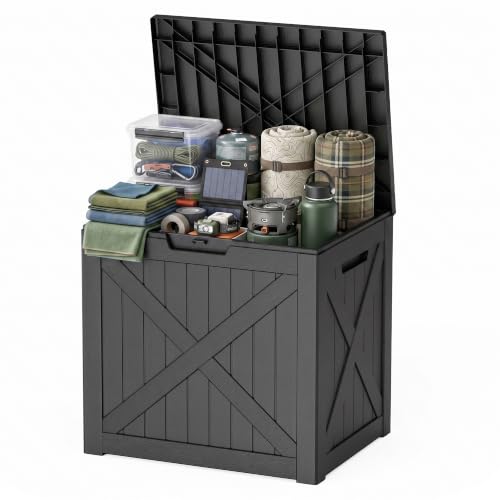 40 Gal Waterproof Outdoor Storage Box Weatherproof Deck Box (Black / 40 Gallon)