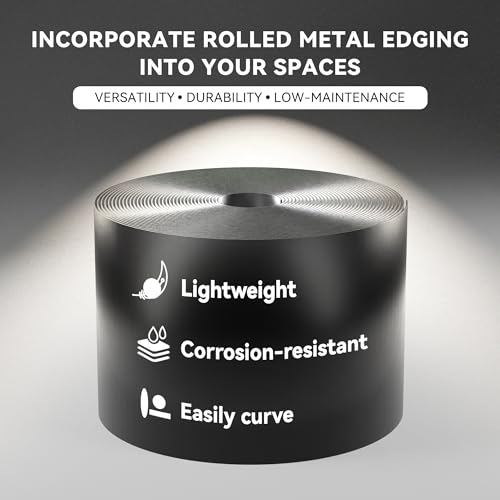 Galvanized Steel Landscape Edging 6" x25' Metal Garden Edging Roll Flexible Bender Border with 8Pcs Stakes for Lawn