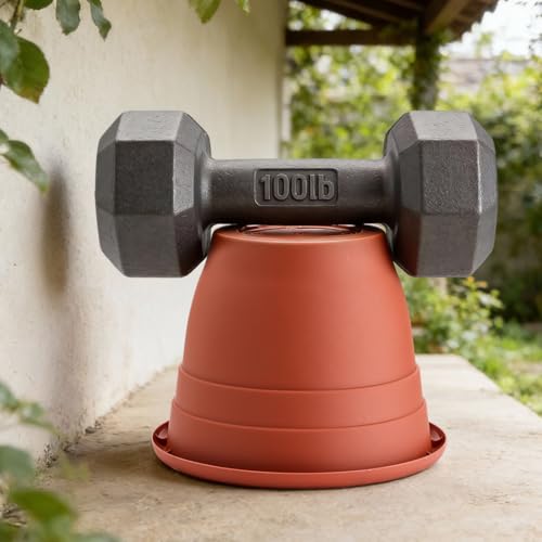 3 Pack 16 Inch Large Outdoor Plastic Plant Pots with Drainage Holes (Pottery Red / 16 inch)