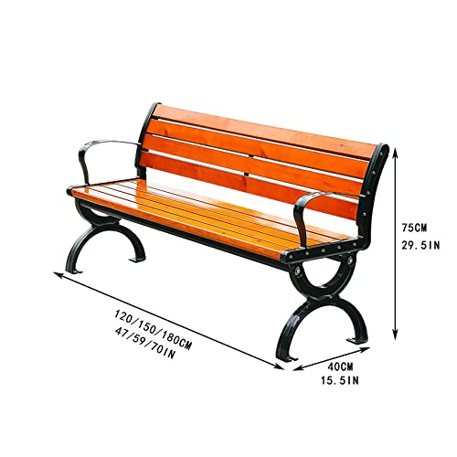 Outdoor Benches Cast Aluminum Preservative Wood 47IN (47IN(120CM))