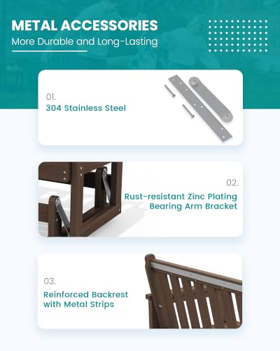 HDPE Outdoor Glider Bench Set of 2 (Coffee / 2 Pack)