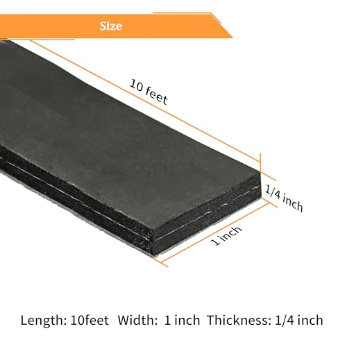 Adhesive Reinforced Solid Rubber Sheets (1" X 10' / .250" thick(Adhesive）)