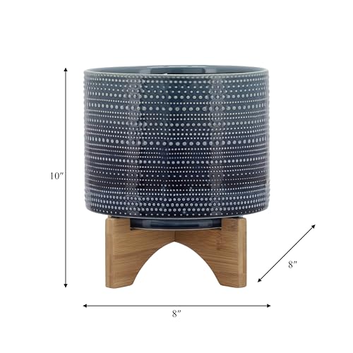 Dotted Decorative Planter Pot with Wood Stand